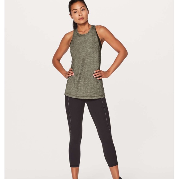 lululemon athletica Tops - Lululemon Extra Mile Tank Heathered Dark Olive / Dark Olive Size 10